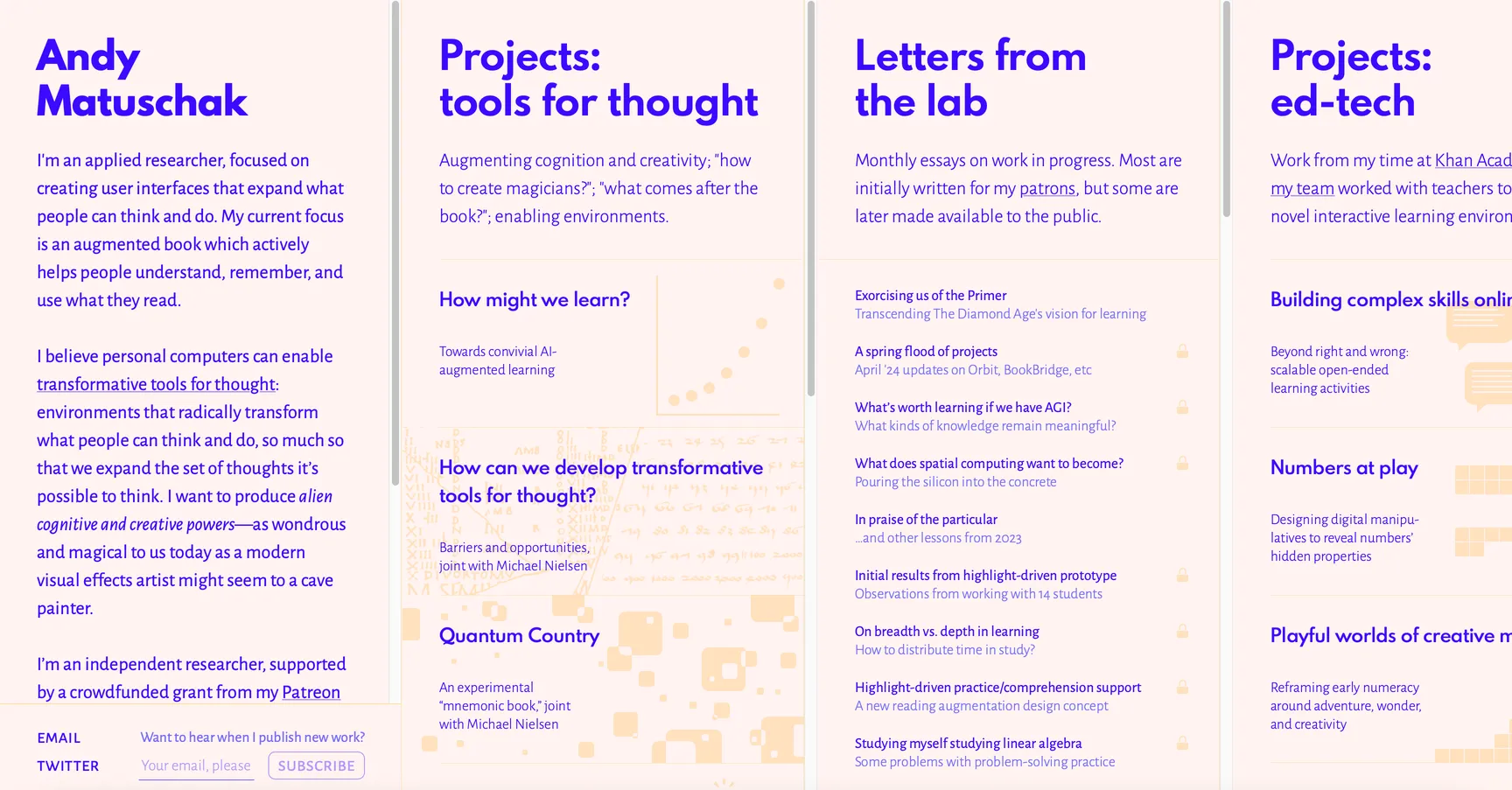 Captura de la pagina interactiva de Andy Matuschak