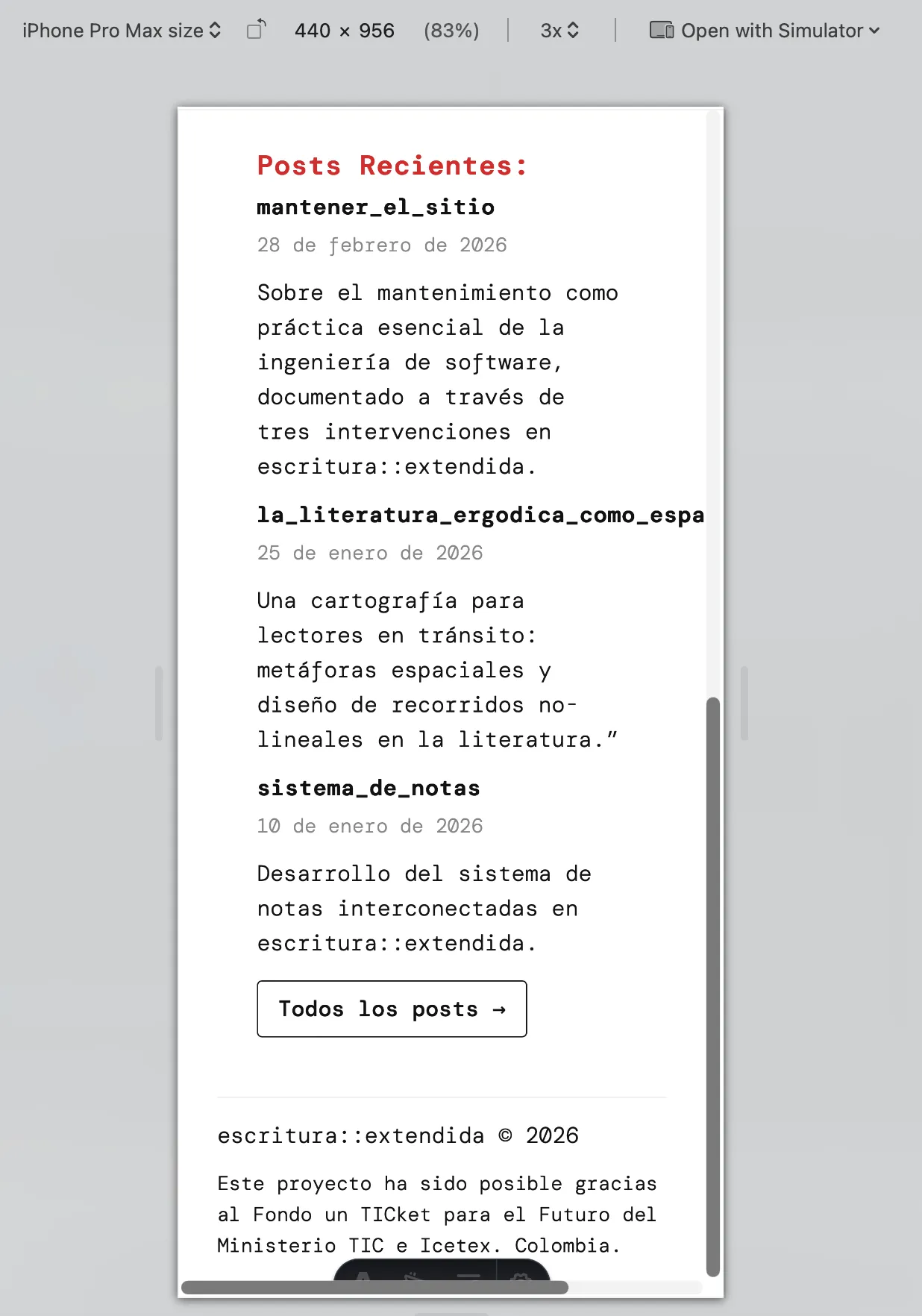 Vista móvil de escritura::extendida mostrando títulos en snake_case que se cortan en posiciones arbitrarias